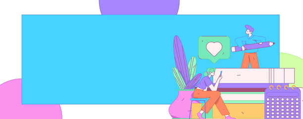 World Book Day Reading Character Flat Vector Concept Operation Hand Drawn Illustration
