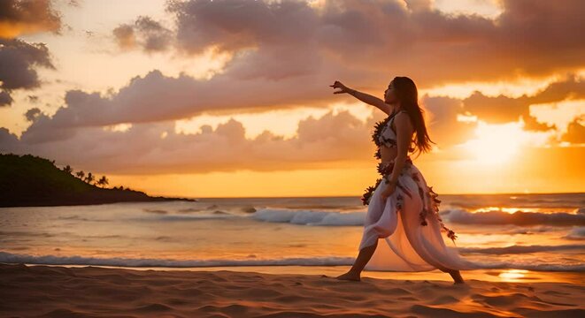Hawaiian dancer woman in Hawaii.