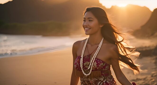 Hawaiian dancer woman in Hawaii.