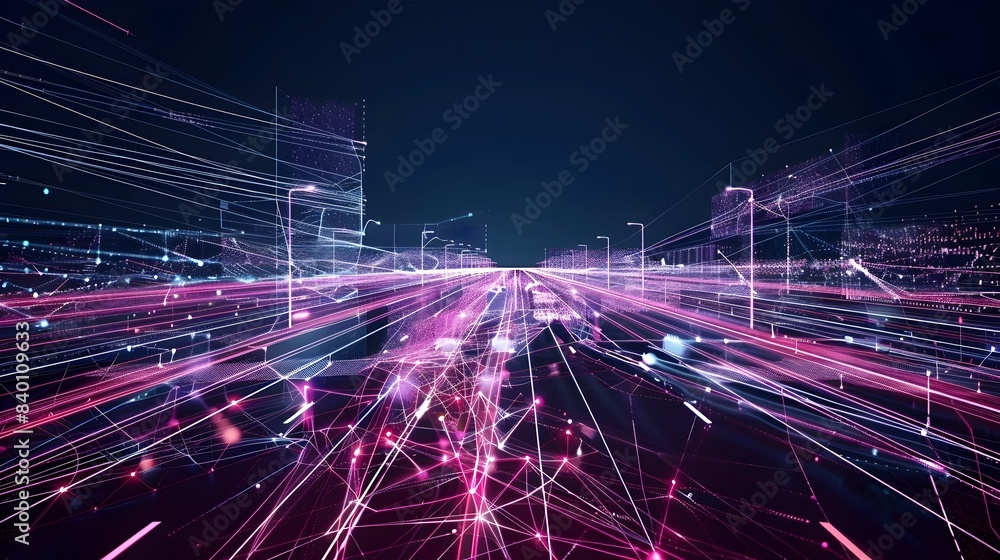 Poster futuristic smart transportation network abstract visualization of dynamic digital infrastructure