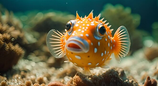 Puffer fish in the sea.