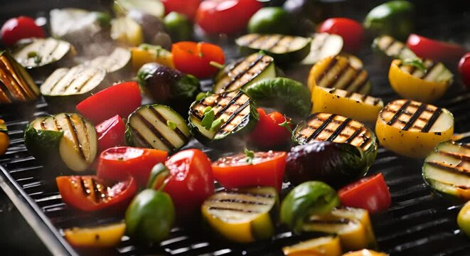 Vegetables on a vegetable grill.