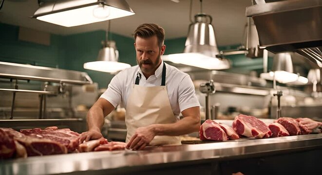 Worker in a butcher shop.