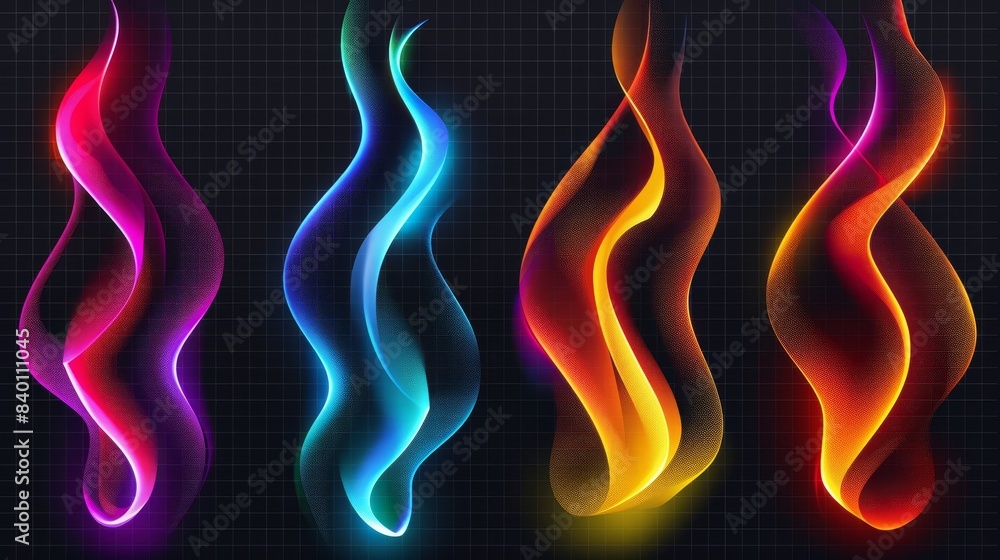 Aufkleber a set of multicolored gradient brush strokes isolated on transparent background. a modern realistic 
