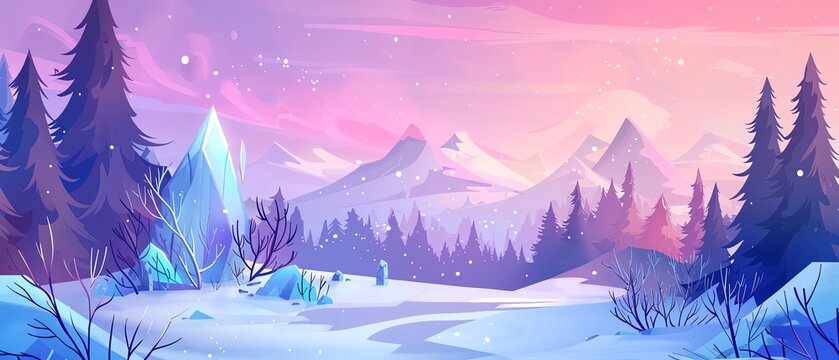 Winter flat design front view crystal theme animation Analogous Color Scheme