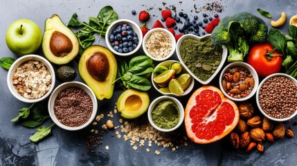 Heartfelt nutrition. Assortment of fresh organic fruits and vegetables