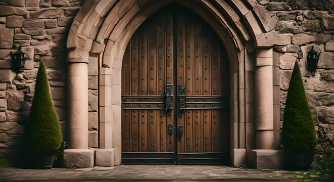 Entrance door to a castle.