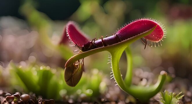 Carnivorous plant eating an insect.