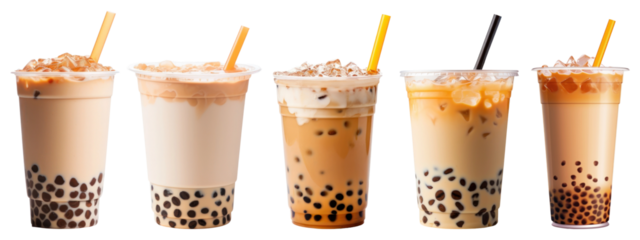 PNG Bubble tea drink beverage  cut out element set