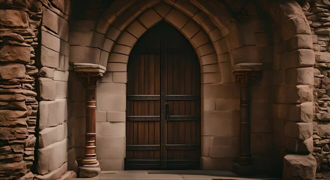 Entrance door to a castle.