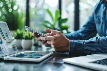 Person texting at table