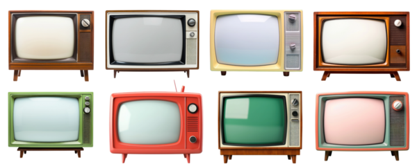 PNG Television Retro TV  cut out element set