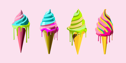 Neon ice creams illustration