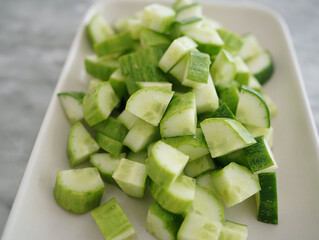 Korean egg rice with cucumber and tofu