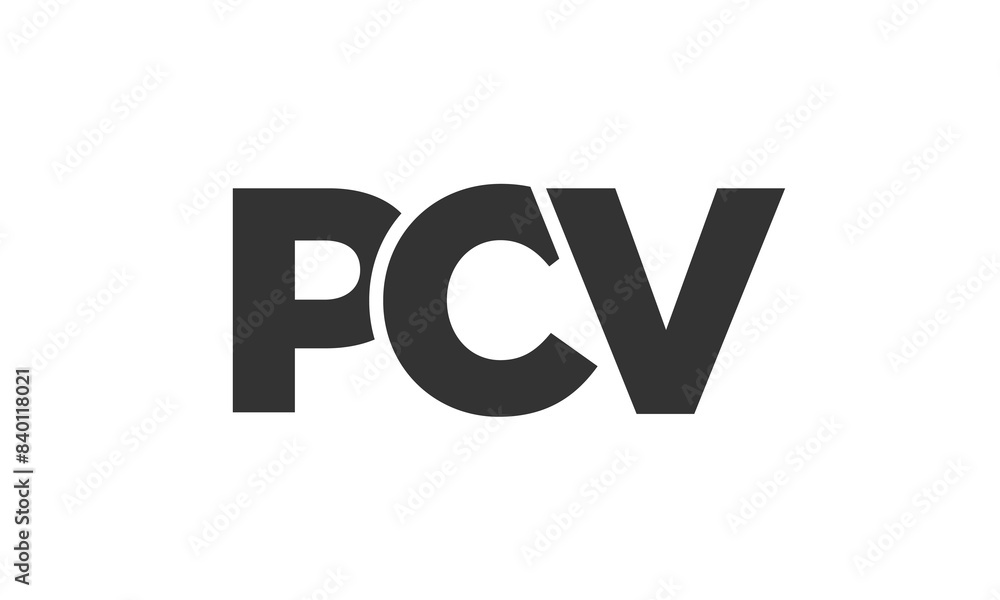 Poster pcv logo design template with strong and modern bold text. initial based vector logotype featuring s