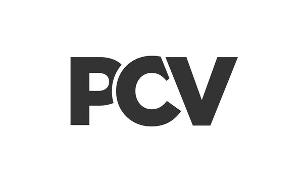 PCV logo design template with strong and modern bold text. Initial based vector logotype featuring simple and minimal typography. Trendy company identity.