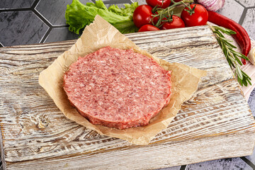 Raw beef uncooked burger cutlet