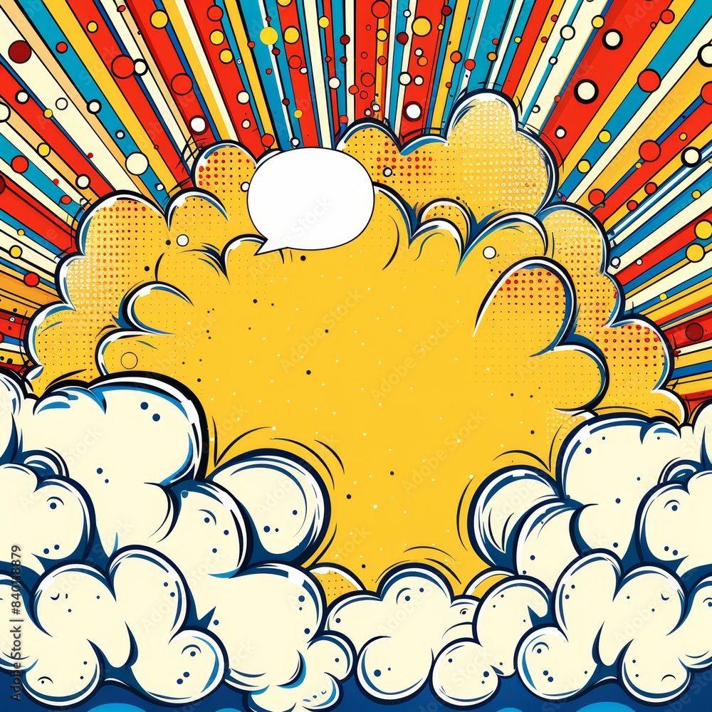 Poster the speech bubble is filled with space for your text, dots, stars and clouds. this is a modern graph