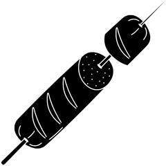 food illustration sausage silhouette meat logo meal icon hotdog outline lunch beef bread eat roll bun stick homemade snack shape pastry bakery chopstick for vector graphic background