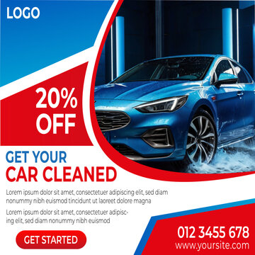 Car Wash Package Promotional Banner and Flyer facebook Instagarm editable Template
