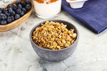 Granola museli cereal for breakfast
