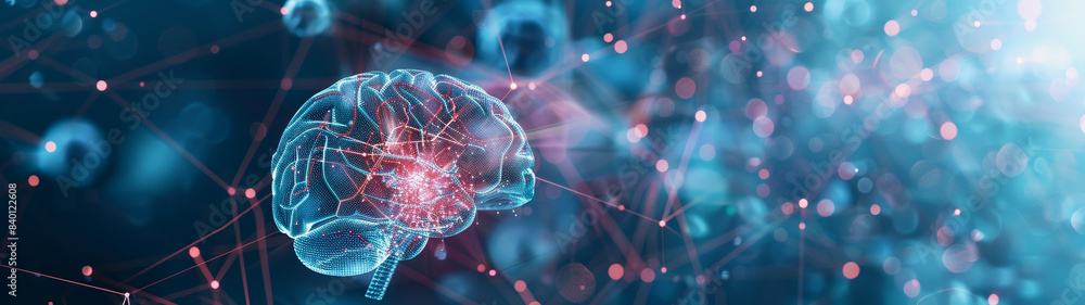 Poster transparent brain structure, learning neuron of artificial intelligence
