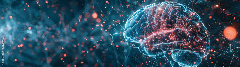 Poster transparent brain structure, learning neuron of artificial intelligence