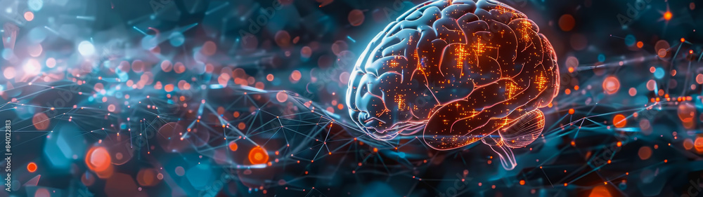 Poster transparent brain structure, learning neuron of artificial intelligence