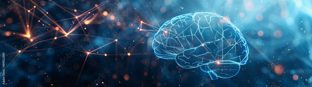 Poster transparent brain structure, learning neuron of artificial intelligence