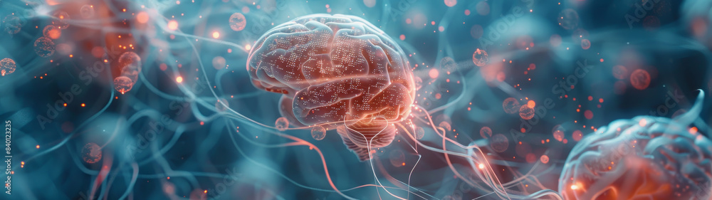 Poster transparent brain structure, learning neuron of artificial intelligence