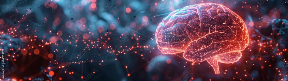 Poster transparent brain structure, learning neuron of artificial intelligence
