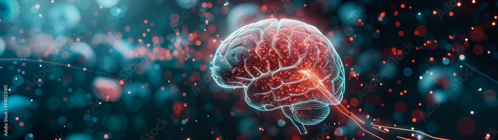 Poster transparent brain structure, learning neuron of artificial intelligence