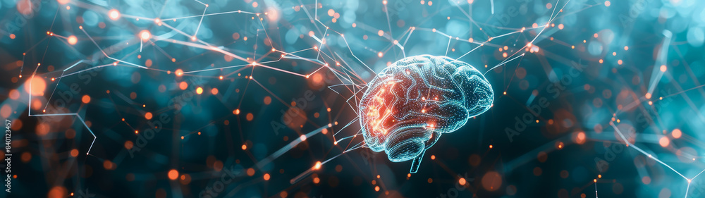 Poster transparent brain structure, learning neuron of artificial intelligence