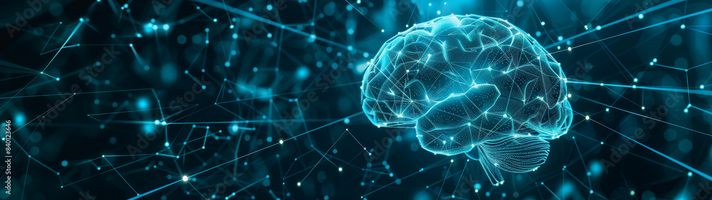 Poster transparent brain structure, learning neuron of artificial intelligence