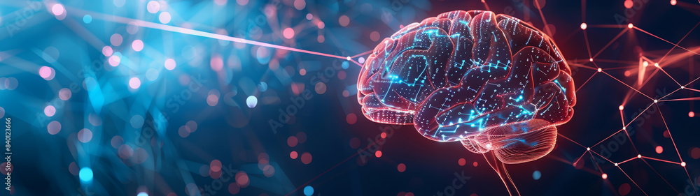 Poster transparent brain structure, learning neuron of artificial intelligence