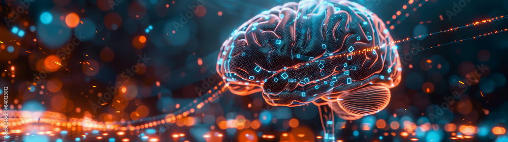 Poster transparent brain structure, learning neuron of artificial intelligence