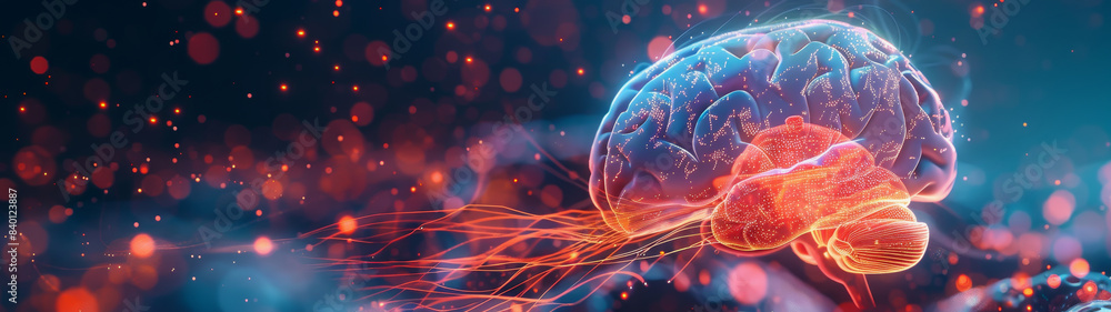 Poster transparent brain structure, learning neuron of artificial intelligence