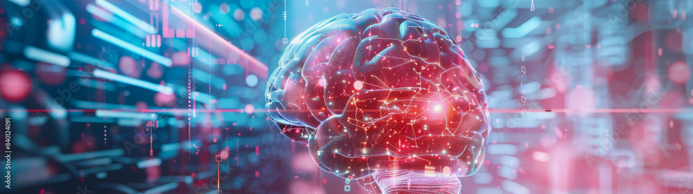 Poster transparent brain structure, learning neuron of artificial intelligence