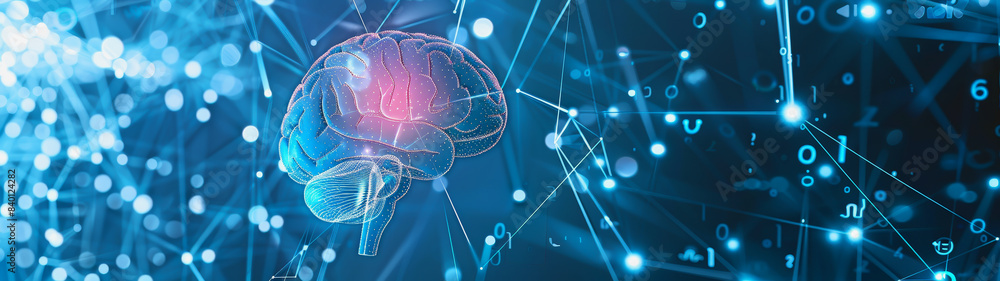 Poster transparent brain structure, learning neuron of artificial intelligence