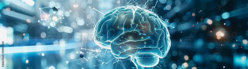 Poster transparent brain structure, learning neuron of artificial intelligence