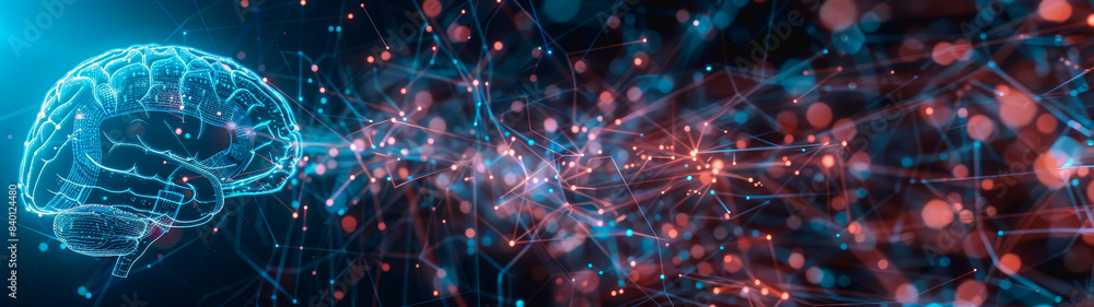 Poster transparent brain structure, learning neuron of artificial intelligence