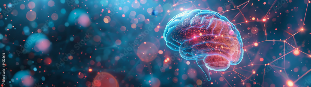 Poster transparent brain structure, learning neuron of artificial intelligence