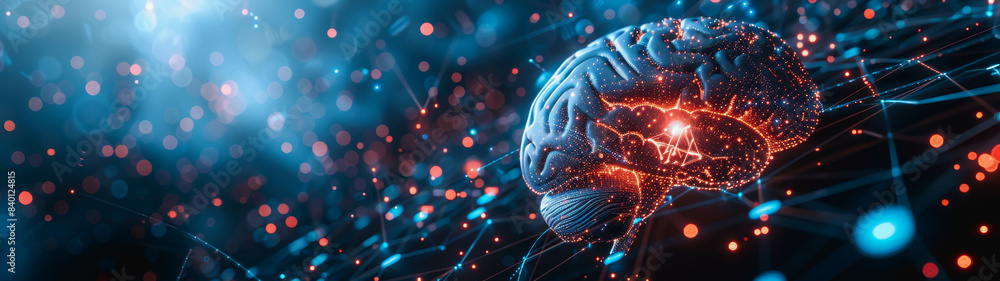 Poster transparent brain structure, learning neuron of artificial intelligence