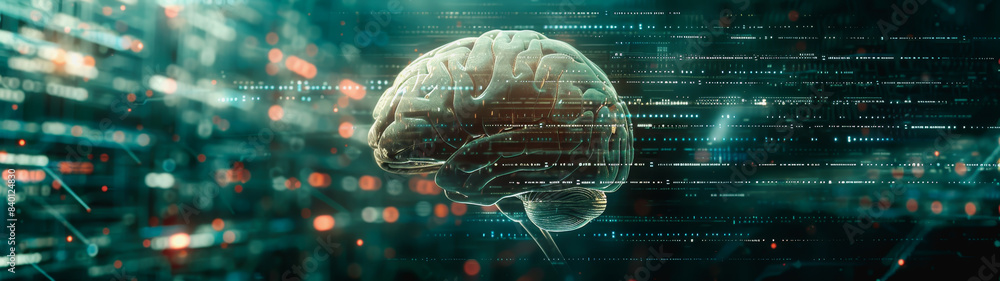 Poster transparent brain structure, learning neuron of artificial intelligence
