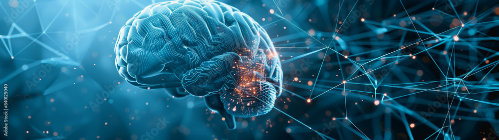 Poster transparent brain structure, learning neuron of artificial intelligence