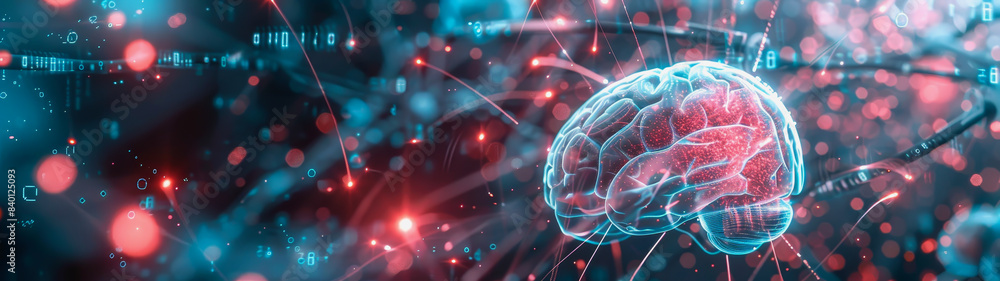Poster transparent brain structure, learning neuron of artificial intelligence