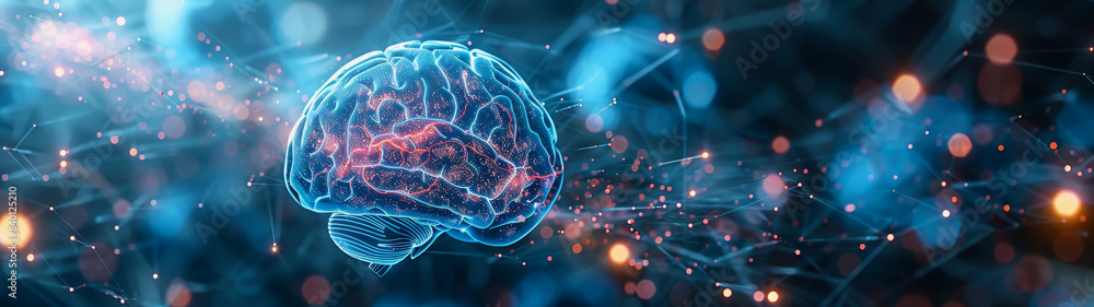 Poster transparent brain structure, learning neuron of artificial intelligence