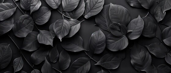 black leaves on black background