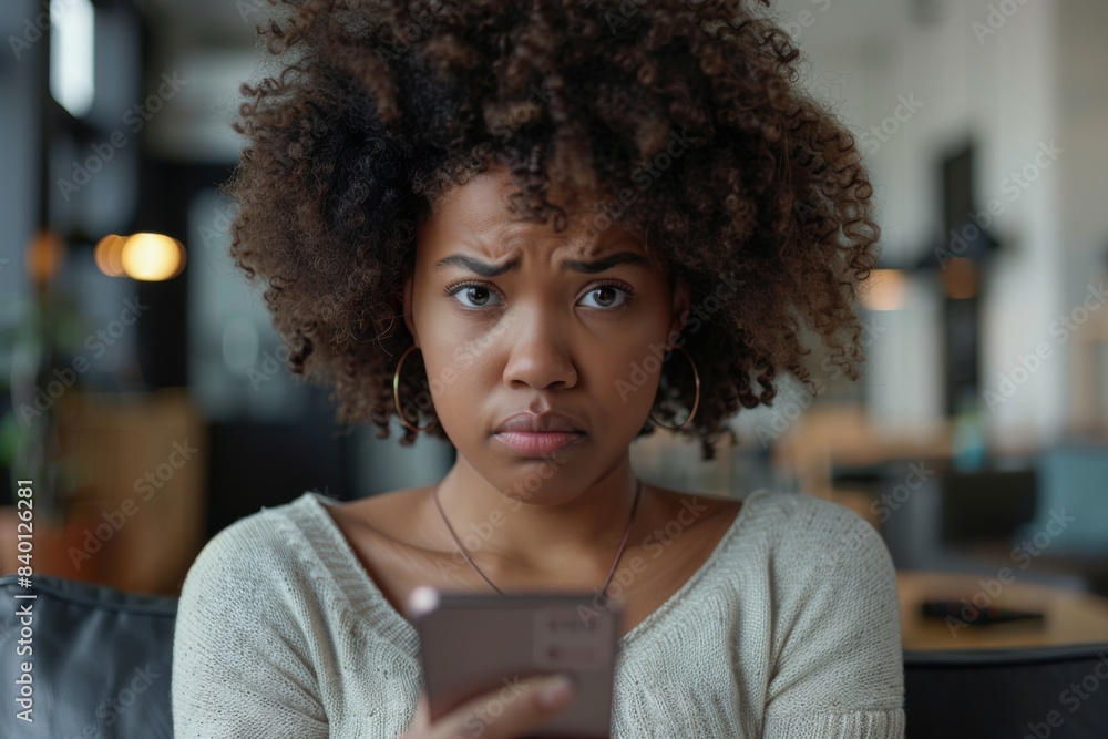 Poster Woman staring at cellphone