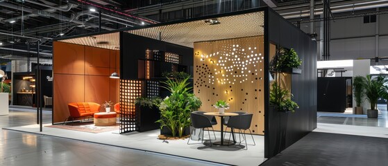 modern event stand large wall adorned with small holes